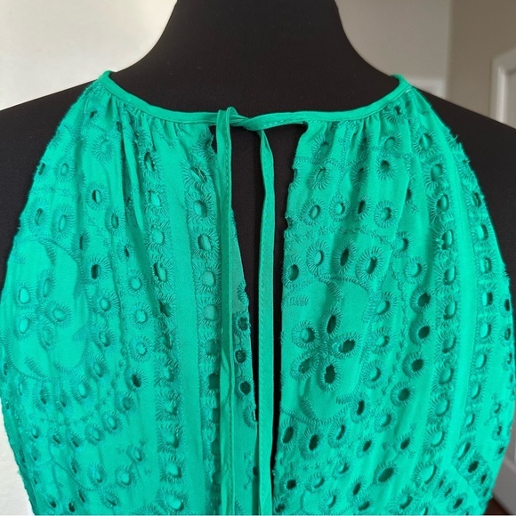 Antonio Melani Tear RIVER EYELET TROPICAL PALMS Green Halter Maxi Dress Size 10 - Picture 8 of 12